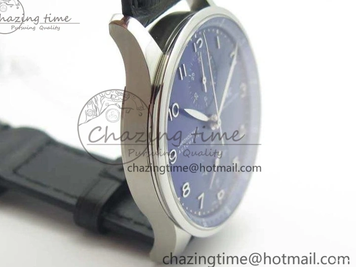MIROTIME 0524 MoistureWicking Portuguese IW371491 ZF 1:1 Best Edition SS Blue Dial On Leather Strap A79350 (Slim Movement) V 7221